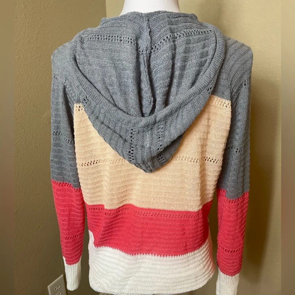 BTFBM Colorblock lightweight mesh zip,up sweater with hood. NWT - Picture 2 of 4